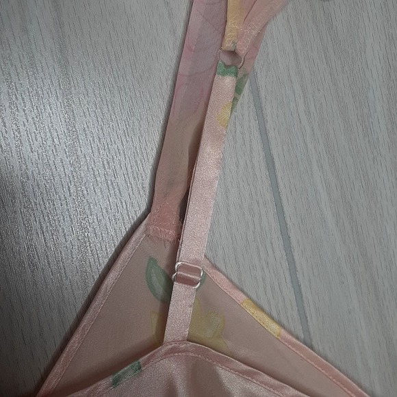 Vintage Intimate Essentials Floral Chemise Hem Ruffle Adjustable Straps Size M - Picture 5 of 5